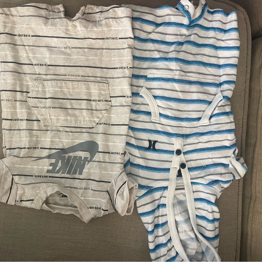 Nike Kids Beige &  Hurley Blue Striped One Piece Bundle